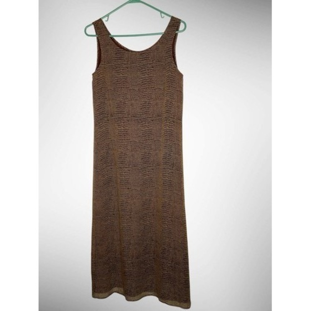 VTG Robbie Bee Brown Animal Print Grunge Mob Wife Midi Dress‎ Women 8 China Silk